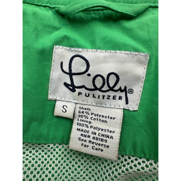 Lilly Pulitzer Lightweight Windbreaker Mesh Lined Jacket Womens Small Green Pink - Picture 2 of 14